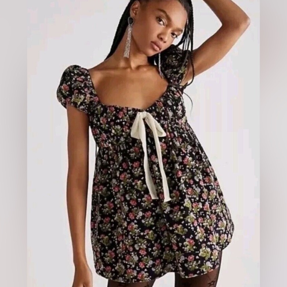 Free People Gaia Printed Tunic Floral Corduroy mini dress